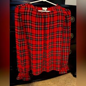 J.Crew Woman’s red tartan plaid blouse